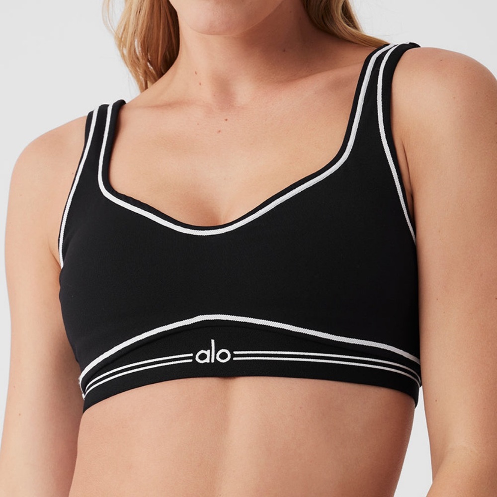 Alo Airbrush Heart Throb Bra - Black & White, size Small, NWT